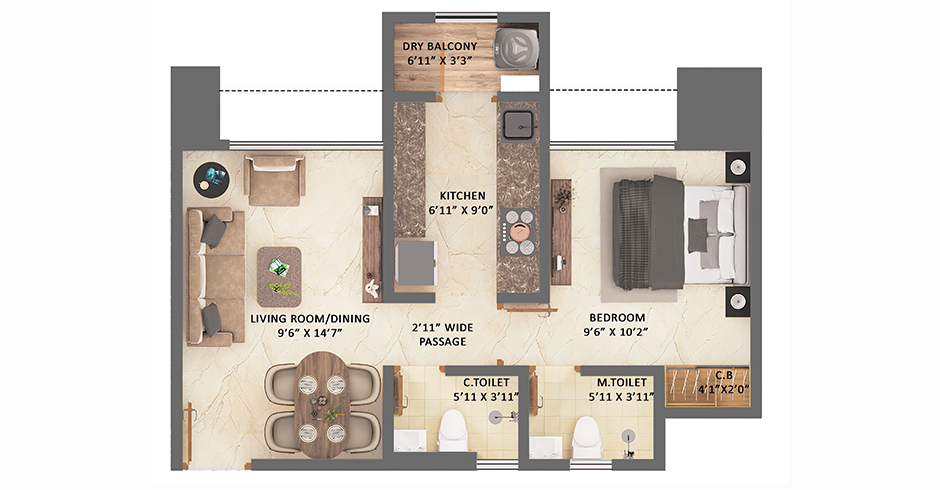 Vihang Centre Of Tomorrow Thane 1 BHK Floor Plan Vihang Centre Of Tomorrow Thane 1 BHK Floor Plan